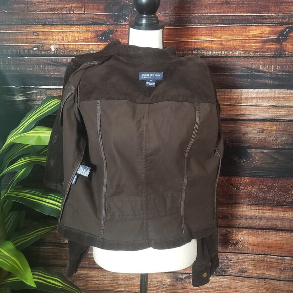 Jones New York M Brown Corduroy Jacket Button Front Stretch - Picture 9 of 12